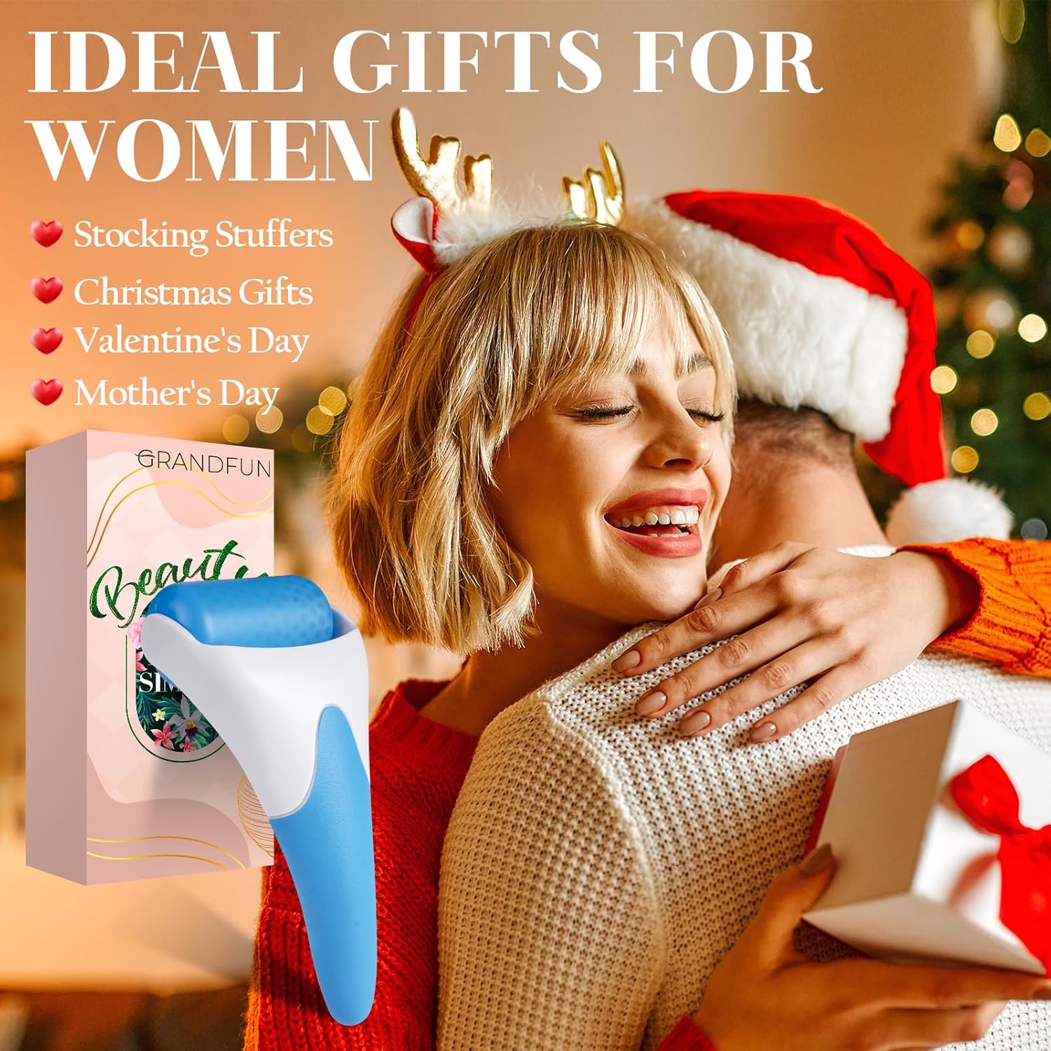 Gifts for Women Christmas Stocking Stuffers: Face Roller Gua Sha Tool Set Unique Birthday Present Ideas Gadget for Wife Mom Her Girls Sister Female Who Have Everything - Facial Skin Beauty Massager