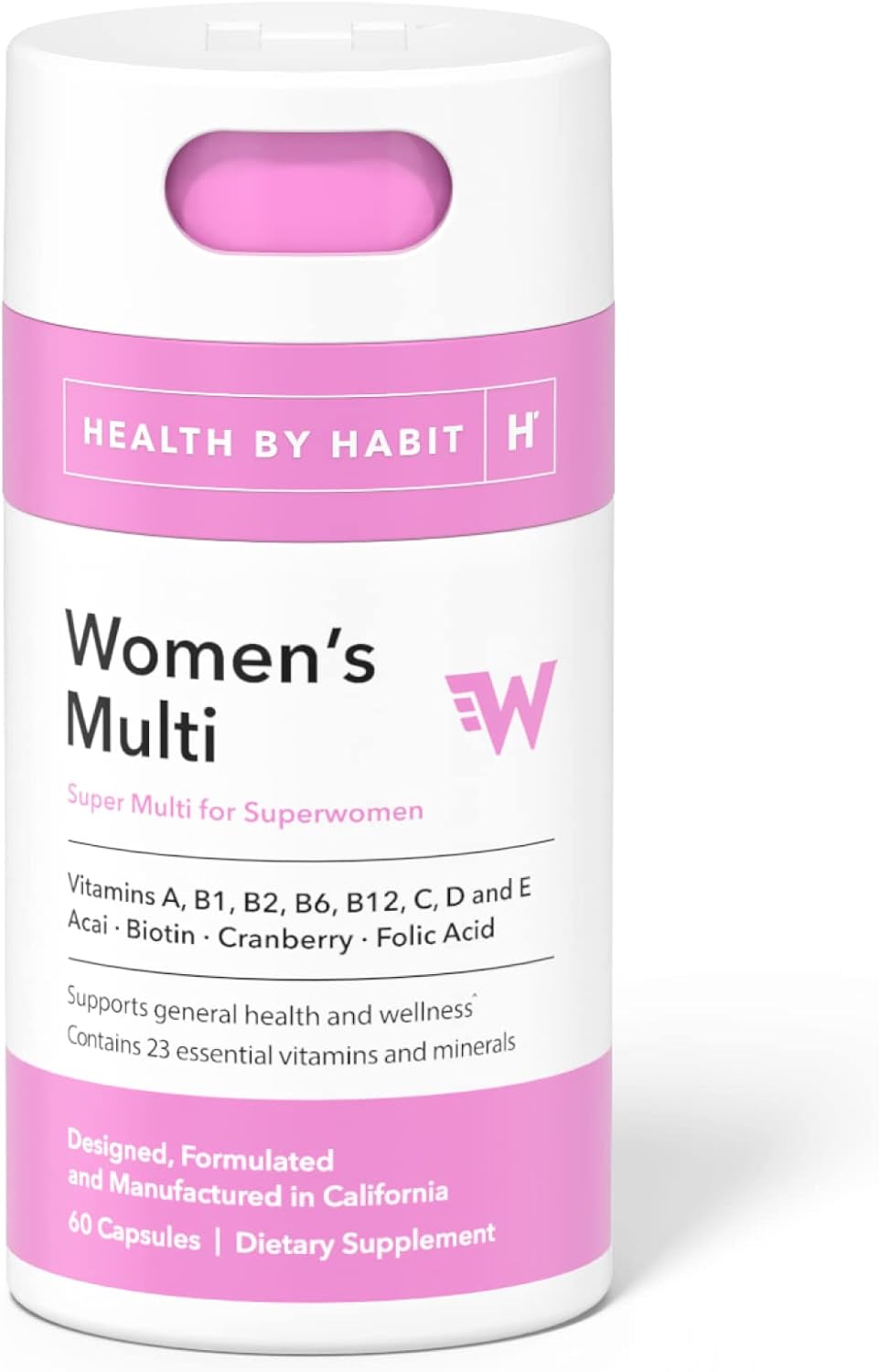 Health by Habit Womens Multi Supplement (60 Capsules) - 23 Essential Vitamins and Minerals, Supports General Health  Wellness, Non-GMO, Sugar Free (1 Pack)