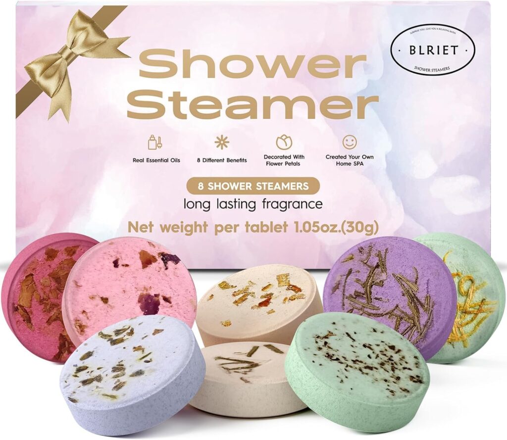 Shower Steamers Aromatherapy Stocking Stuffers Christmas Gifts for Women 8 PCS, Shower Bombs Gifts for Mom with Lavender Fruit Natural Essential Oils, Self Care Gifts for Women  Lover