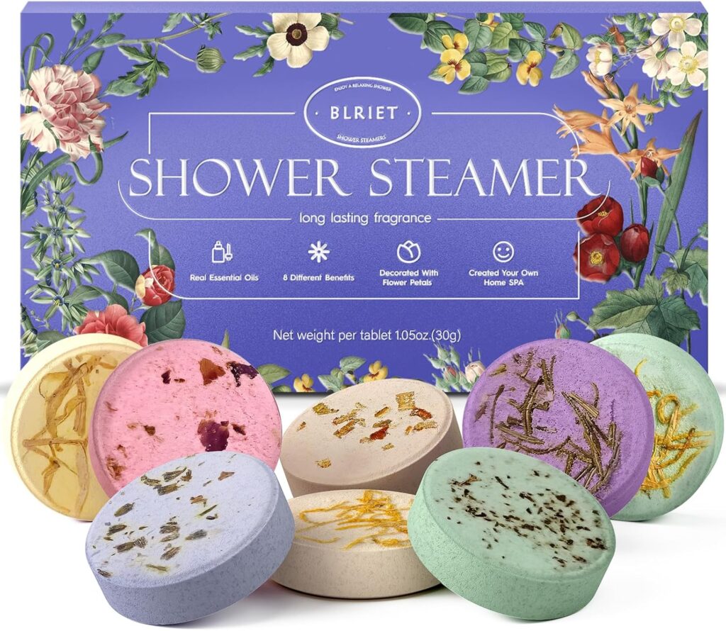 Shower Steamers Aromatherapy Stocking Stuffers Christmas Gifts for Women 8 PCS, Shower Bombs Gifts for Mom with Lavender Fruit Natural Essential Oils, Self Care Gifts for Women  Lover