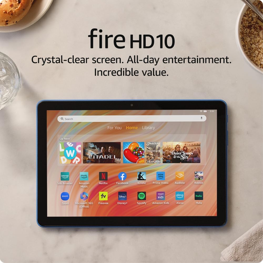 Amazon Fire HD 10 tablet (newest model) built for relaxation, 10.1 vibrant Full HD screen, octa-core processor, 3 GB RAM, 32 GB, Black