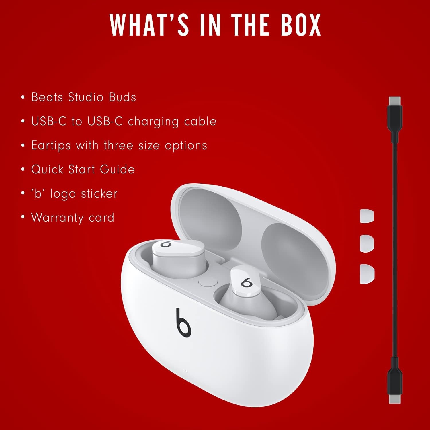 Beats Studio Buds - True Wireless Noise Cancelling Earbuds - Compatible with Apple  Android, Built-in Microphone, IPX4 Rating, Sweat Resistant Earphones, Class 1 Bluetooth Headphones - White