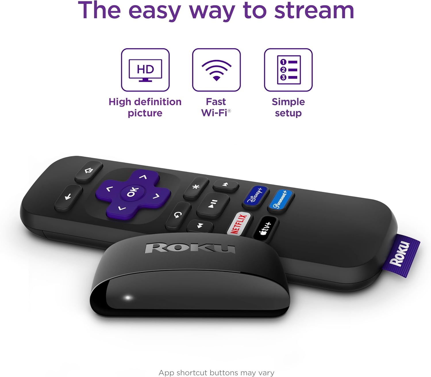 Roku Express | HD Roku Streaming Device with Standard Remote (no TV controls), Free  Live TV