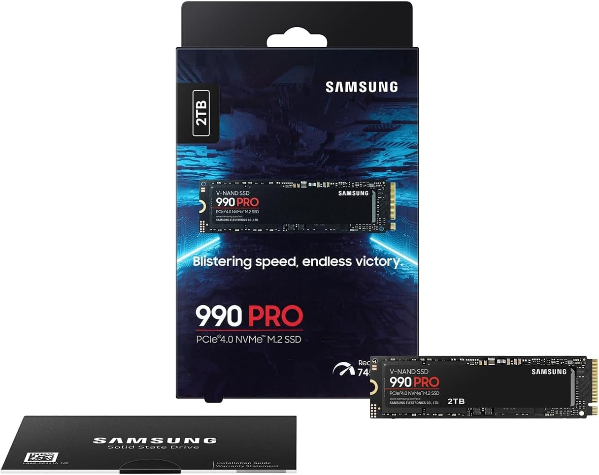 SAMSUNG 990 PRO SSD 4TB PCIe 4.0 M.2 2280 Internal Solid State Hard Drive, Seq. Read Speeds Up to 7,450 MB/s for High End Computing, Gaming, and Heavy Duty Workstations, MZ-V9P4T0B/AM