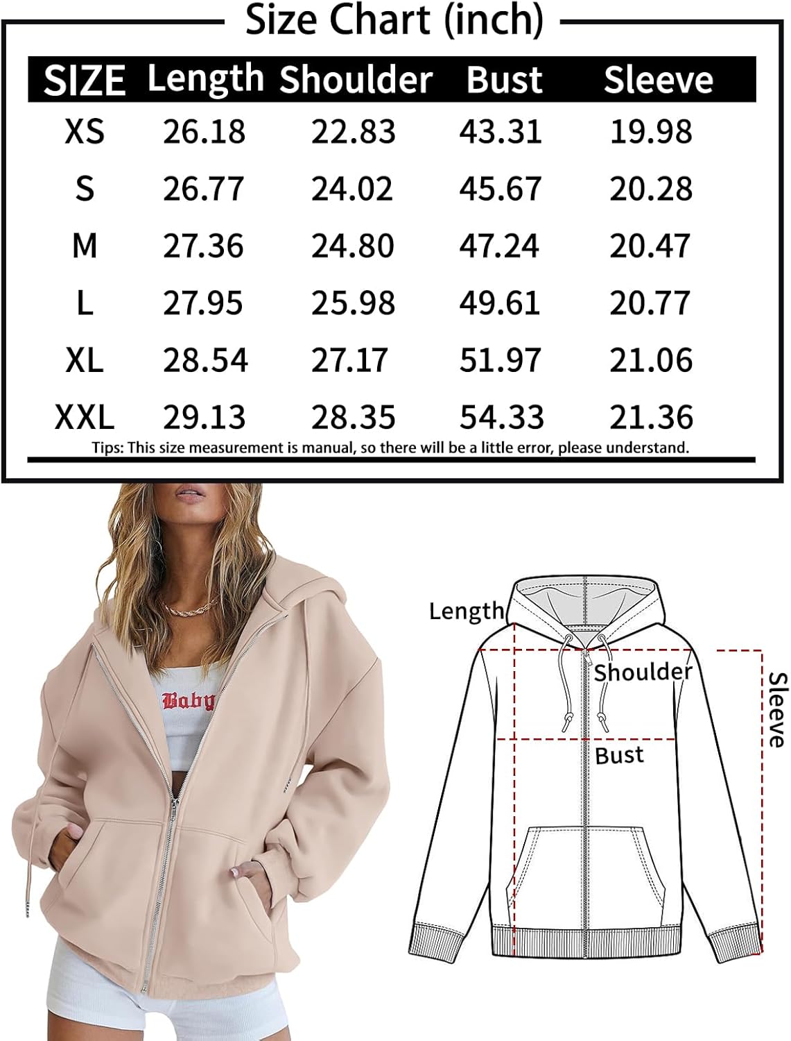 Trendy Queen Womens Zip Up Hoodies Long Sleeve Sweatshirts Fall Outfits Oversized Sweaters Casual Fashion Jackets