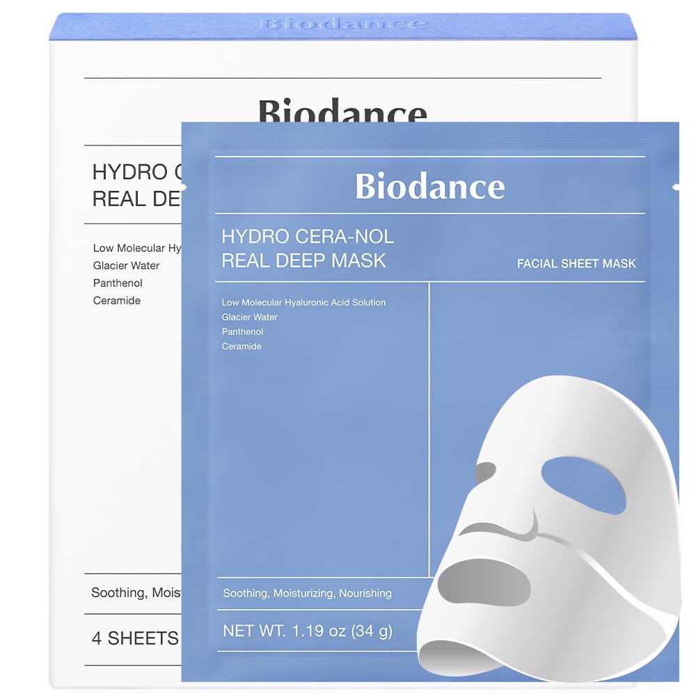 BIODANCE Bio-Collagen Real Deep Mask, Hydrating Overnight Hydrogel Mask, Pore Minimizing, Elasticity Improvement, 34g x4ea