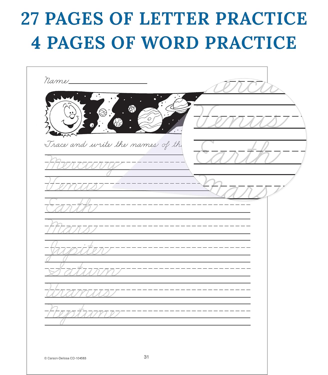 Carson Dellosa Beginning Traditional Cursive Handwriting Workbook for Kids, Handwriting Practice for Cursive Alphabet and Numbers (Learning Spot)      Paperback – January 2, 2013