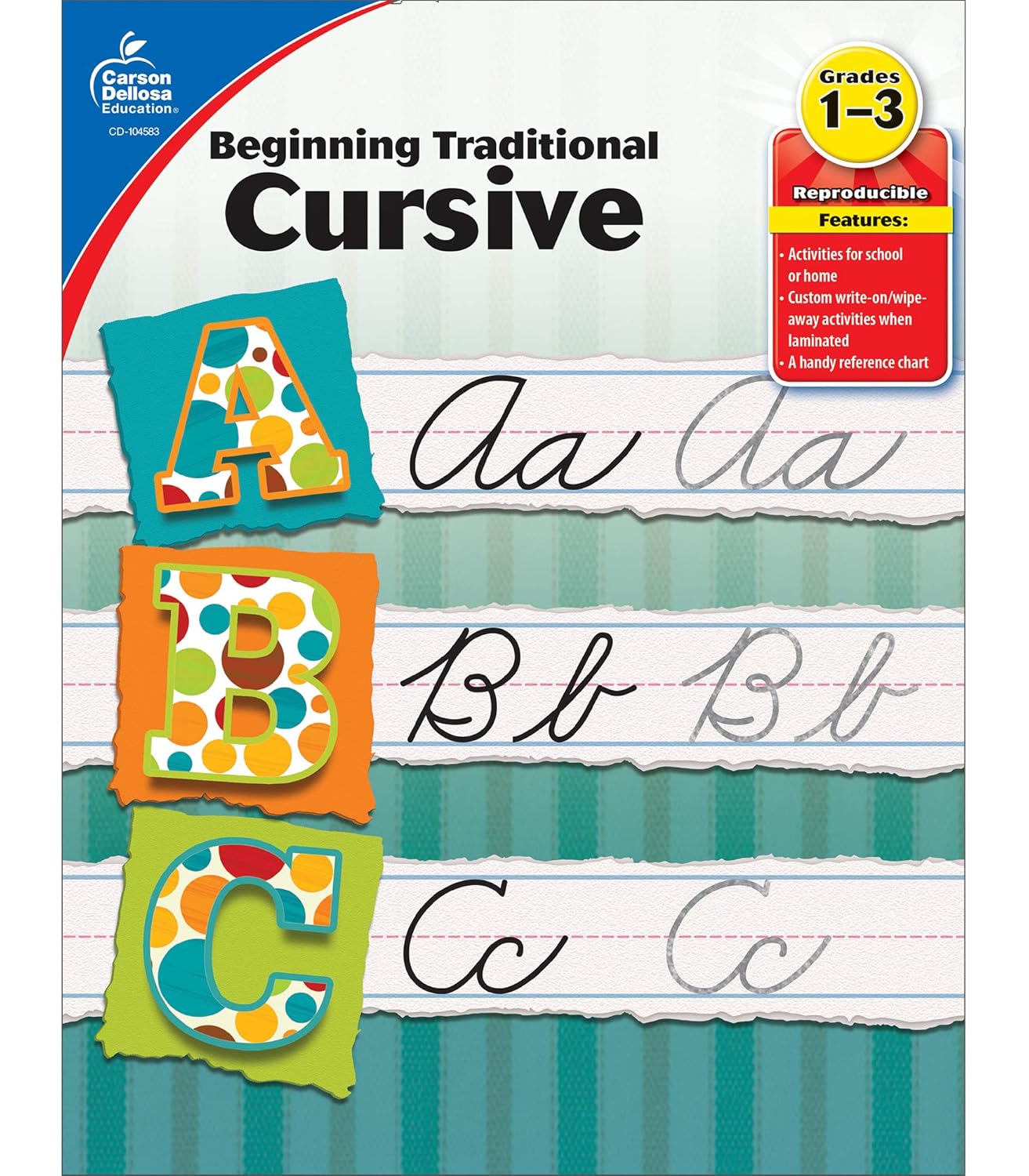 Carson Dellosa Beginning Traditional Cursive Handwriting Workbook for Kids, Handwriting Practice for Cursive Alphabet and Numbers (Learning Spot)      Paperback – January 2, 2013