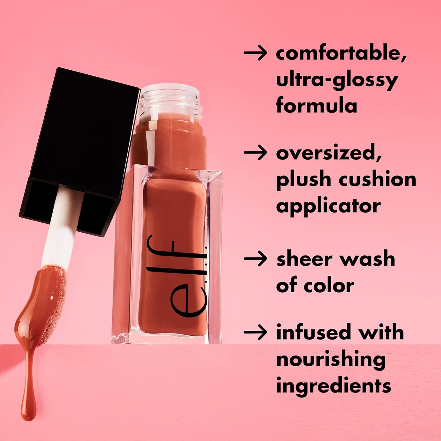 e.l.f. Glow Reviver Lip Oil, Nourishing Tinted Lip Oil For A High-shine Finish, Infused With Jojoba Oil, Vegan  Cruelty-free, Rose Envy