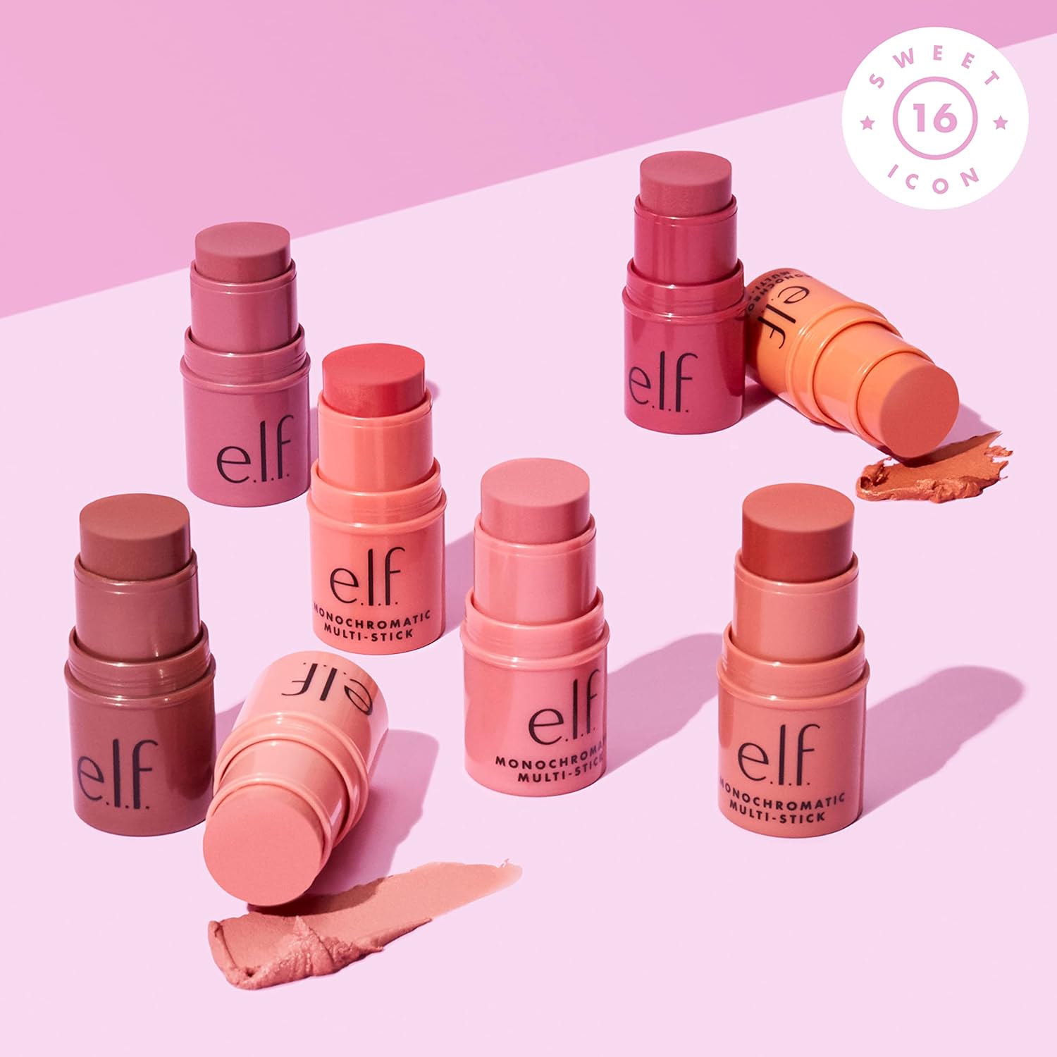 e.l.f. Monochromatic Multi Stick, Luxuriously Creamy  Blendable Color, For Eyes, Lips  Cheeks, Dazzling Peony, 0.155 Oz (4.4g)