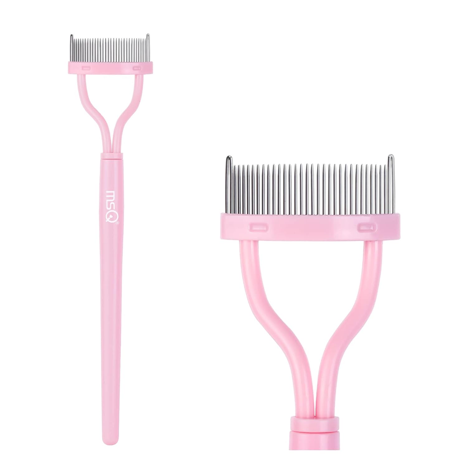 Eyelash Comb Separator MSQ Eyelash Mascara Brush and Comb Lash Separator With Comb Cover Arc Designed Cosmetic Brushes Tool Pink (1PCS)