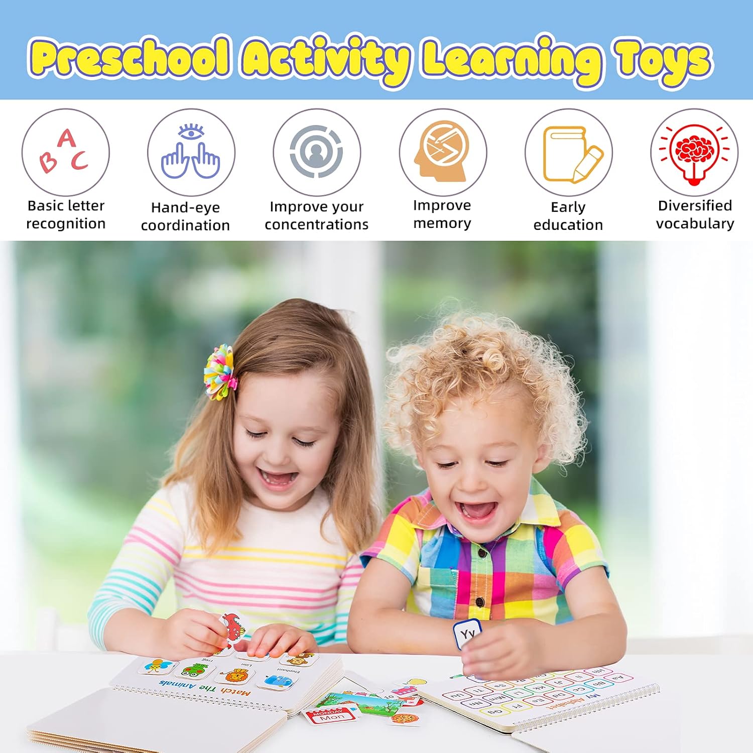 Huijing Montessori Preschool Learning Activities Newest 29 Themes Busy Book - Workbook Activity Binder / Toys for Toddlers, Autism Learning Materials and Tracing Coloring Book