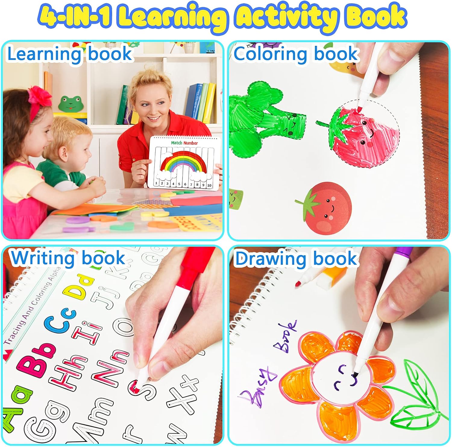 Huijing Montessori Preschool Learning Activities Newest 29 Themes Busy Book - Workbook Activity Binder / Toys for Toddlers, Autism Learning Materials and Tracing Coloring Book