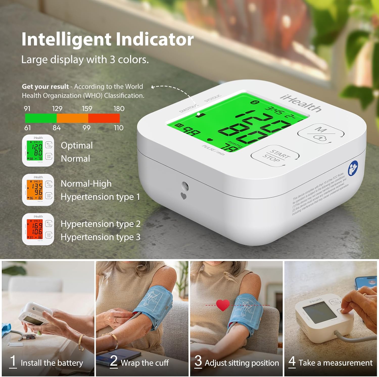 iHealth Track Smart Upper Arm Blood Pressure Monitor with Wide Range Cuff That fits Standard to Large Adult Arms, Bluetooth Compatible for iOS  Android Devices