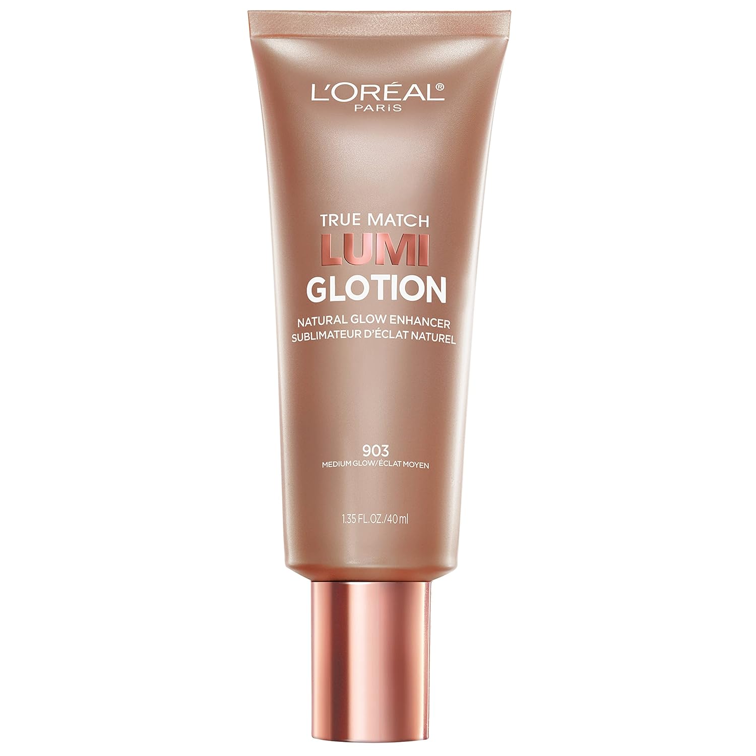 LOreal Paris Makeup True Match Lumi Glotion, Natural Glow Enhancer, Illuminator Highlighter, Bronzing Drops For a Sun-Kissed Glow, 903 Medium