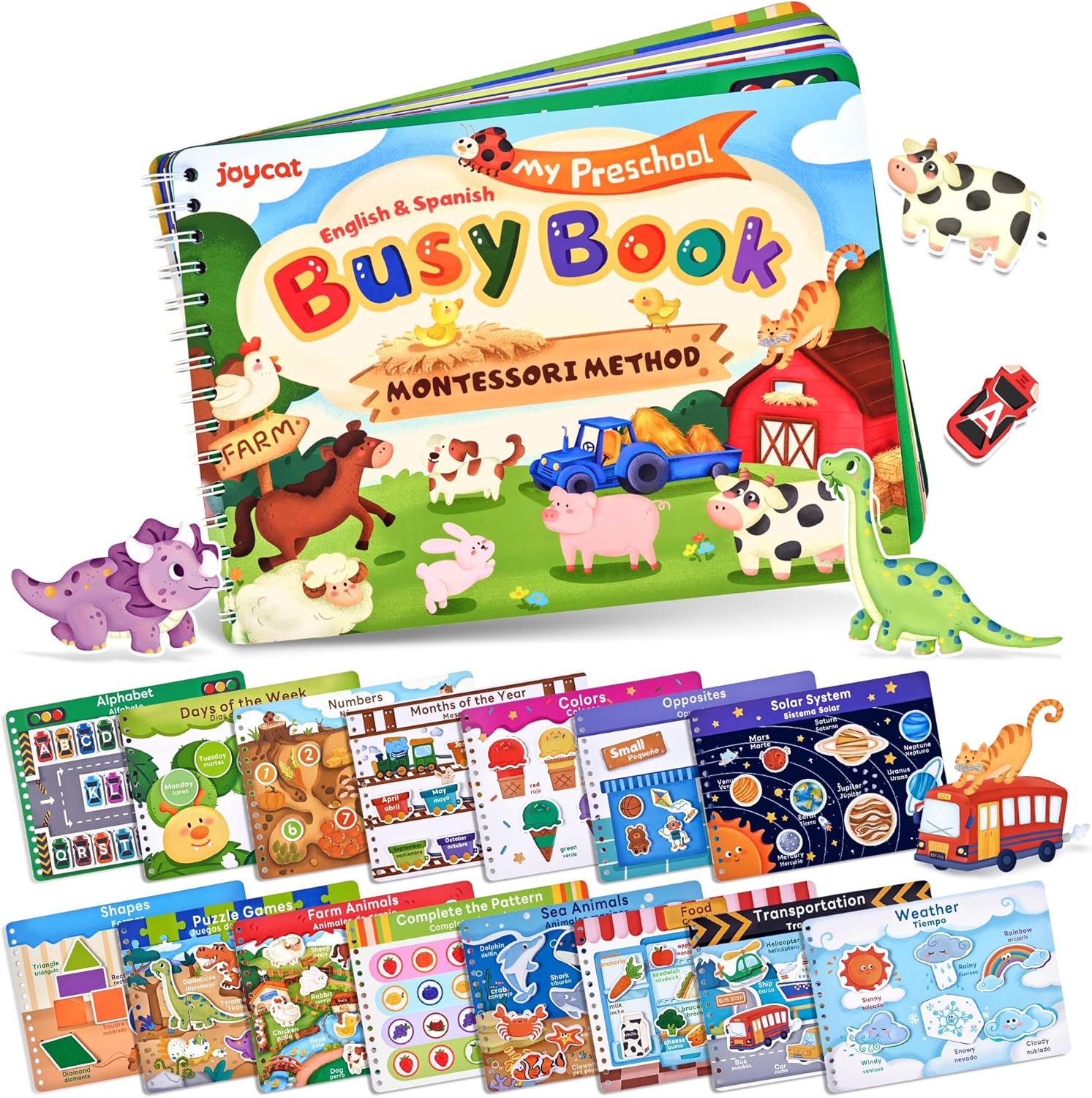 Preschool Busy Book for Toddlers 3-5, Learning Activities Books, Educational Sensory Toys, Autism Learning Material, Back to School, Birthdays Presents for Boys Girls