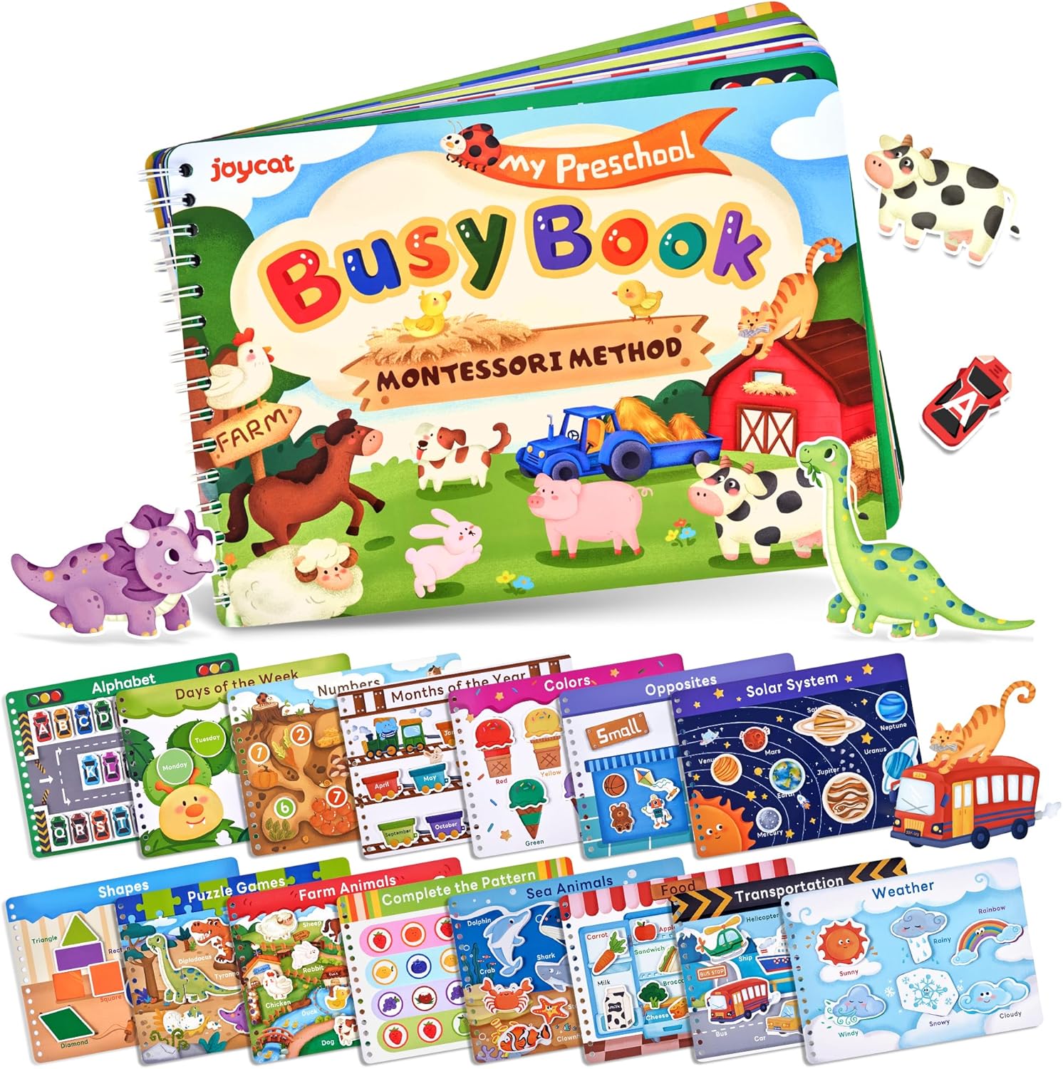 Preschool Busy Book for Toddlers 3-5, Learning Activities Books, Educational Sensory Toys, Autism Learning Material, Back to School, Birthdays Presents for Boys Girls