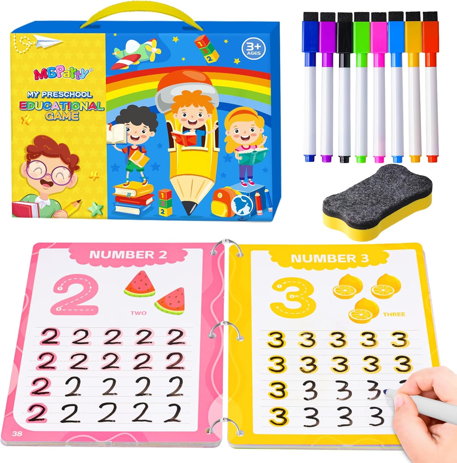 Preschool Learning Activities, 62 Pages Educational Workbook for Kids, Handwriting Practice, Montessori Toys, Autism Materials, Alphabet Learning, Kindergarten Game with Toys for Toddlers Kids 3-8