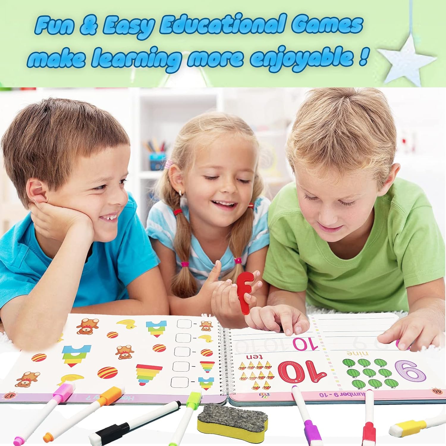 Preschool Learning Activities Educational Workbook - Toddler Prek Montessori Handwriting Practice Activity Tracing Toys Busy Book for Kids, Autism Learning Materials and ABC Learning Book