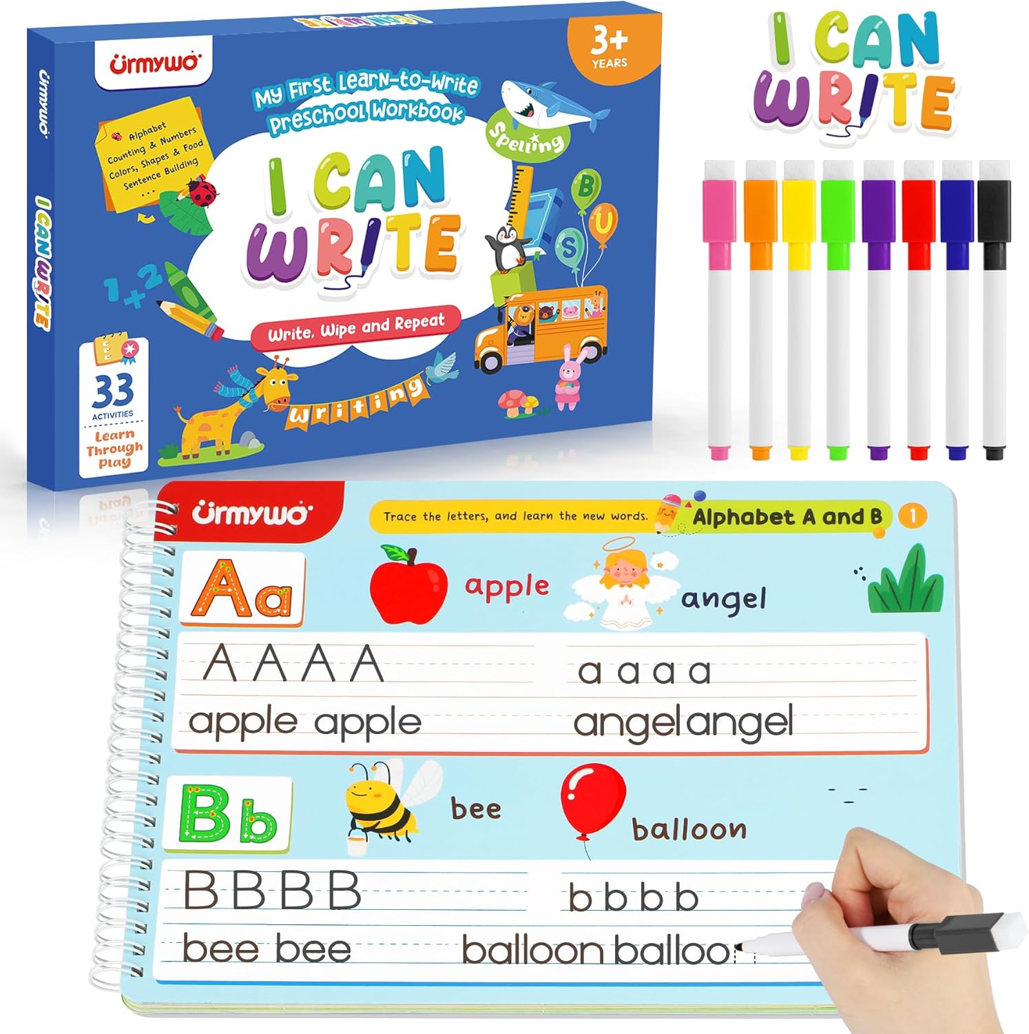 Preschool Learning Activities Kindergarten Books - Learning Educational Toys Tracing Books - I Can Write Handwriting Practice Activity Book, Travel Toys Christmas Birthday Gifts for Kids Ages 3-6