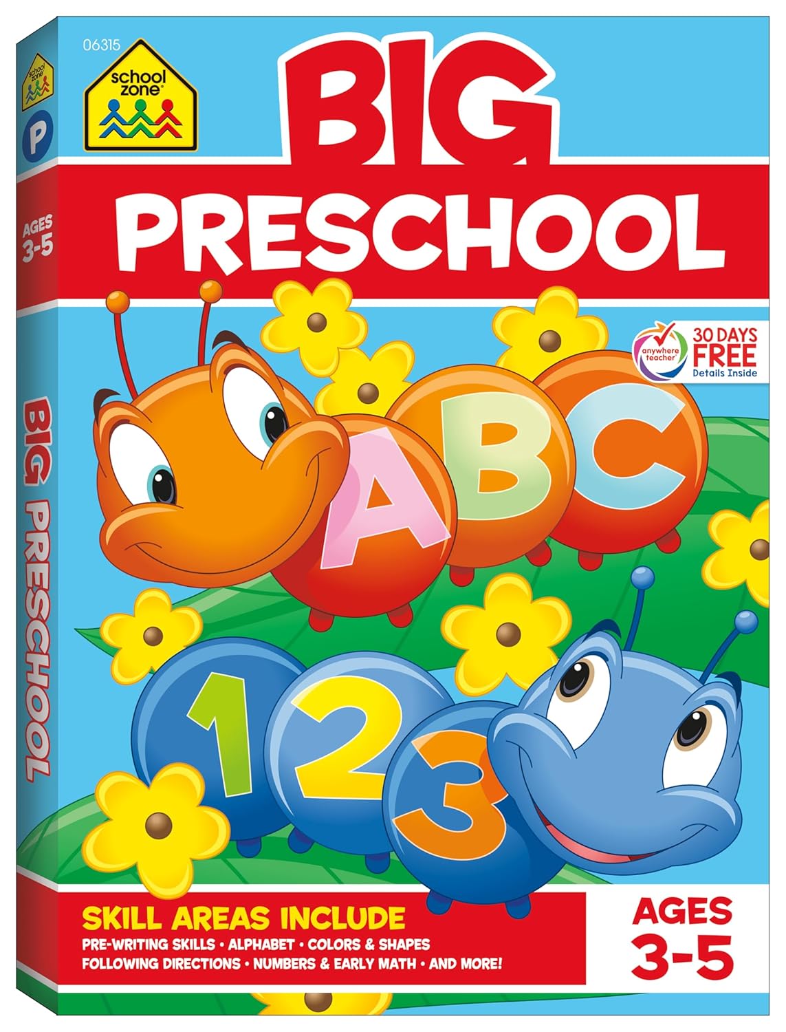 School Zone Big Preschool Workbook: Kids Learning Skills Ages 3 to 5, Handwriting, ABCs, Phonics, Early Math  Numbers, Colors  Shapes, Follow Directions, and More, 320 Pages      Paperback – Illustrated, June 20, 2019