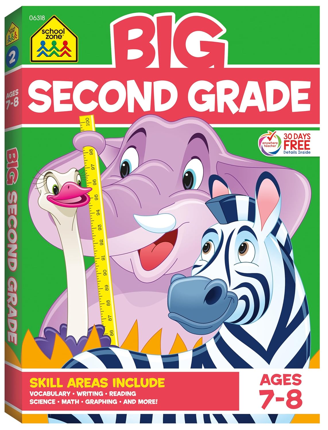 School Zone - Big Second Grade Workbook - 320 Pages, Ages 7 to 8, 2nd Grade, Word Problems, Reading Comprehension, Phonics, Math, Science, and More (School Zone Big Workbook Series)      Paperback – April 10, 2019