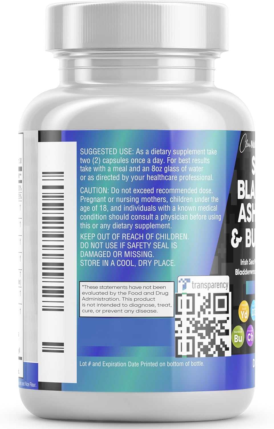 Sea Moss 3000mg Black Seed Oil 2000mg Ashwagandha 1000mg Turmeric 1000mg Bladderwrack 1000mg Burdock 1000mg  Vitamin C  D3 with Elderberry Manuka Dandelion Yellow Dock Iodine Chlorophyll ACV