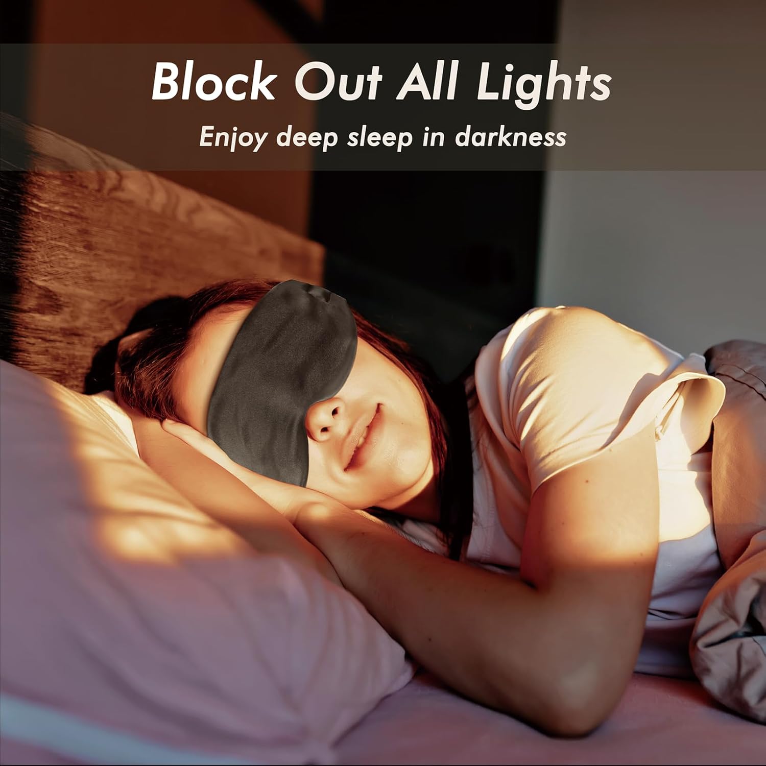 Sleep Mask for Side Sleeper, Complete Light Blocking Zero Pressure 3D Sleeping Eye Mask for Men Women, Soft Breathable Blackout Travel Night Blindfold Eye Shade Cover (Black-3D)