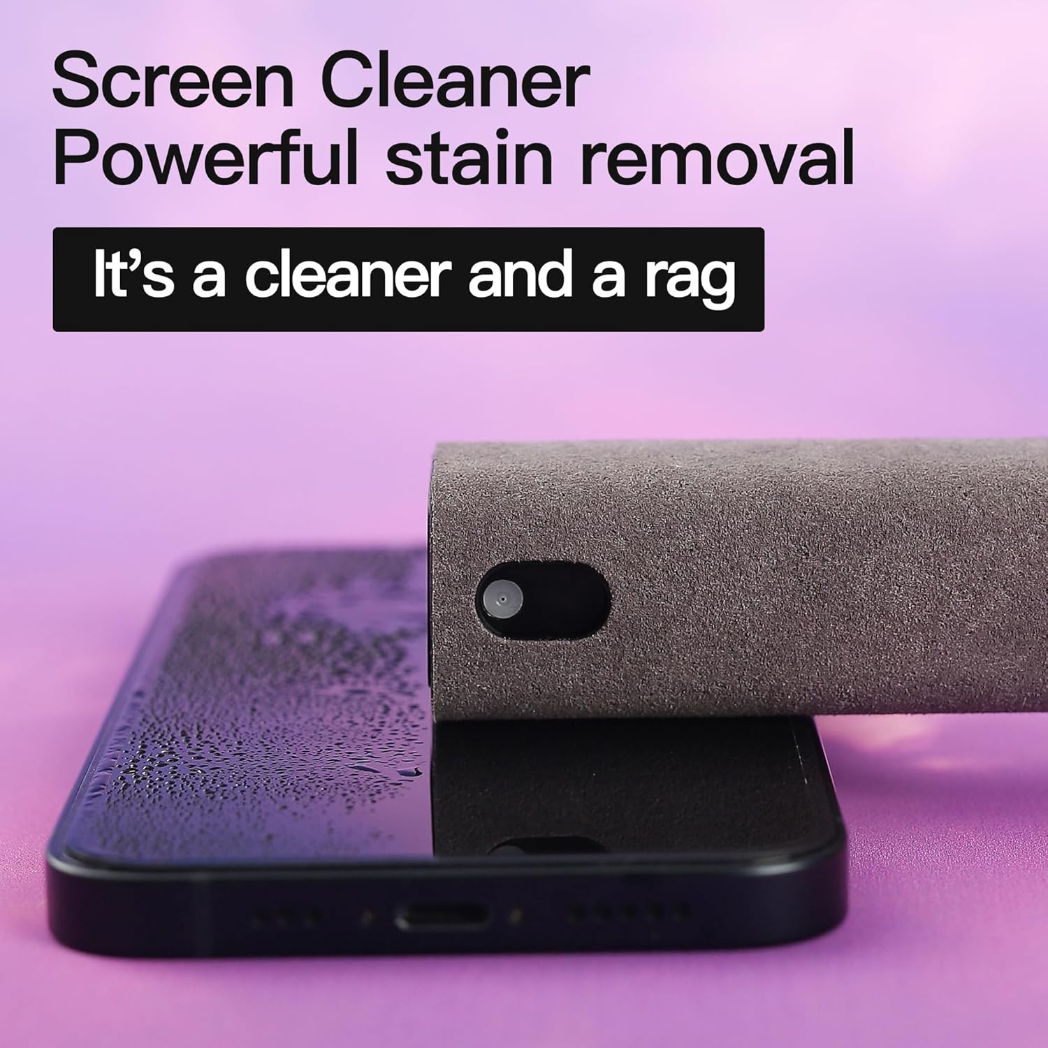 Touchscreen Screen Cleaner Kit 2 Pcs, Phone, Tablet and Car Screen Cleaner, Two in One Spray and Microfiber Cloth(GreyPink)