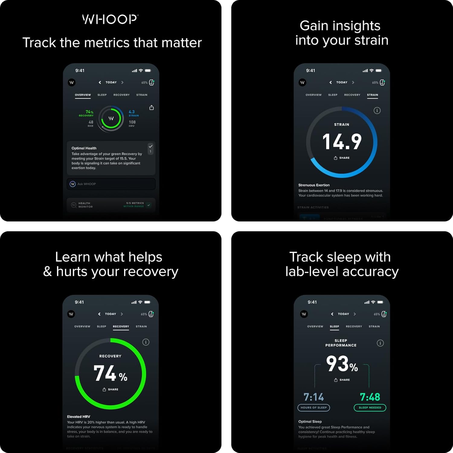 WHOOP 4.0 with 12 Month Subscription – Wearable Health, Fitness  Activity Tracker – Continuous Monitoring, Performance Optimization, Heart Rate Tracking – Improve Sleep, Strain, Recovery, Wellness