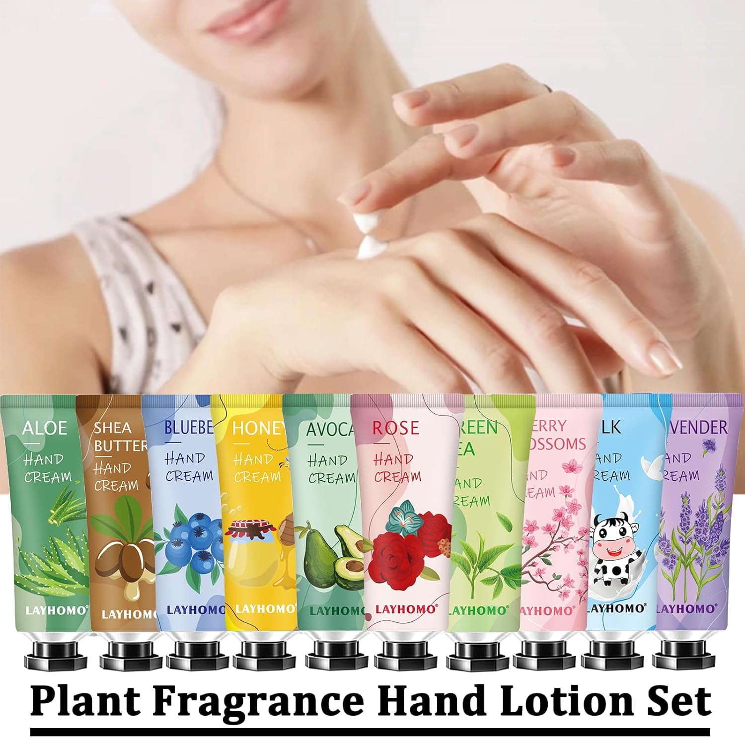 10 Pack Hand Cream Skincare Gift Set, Womens Gifts for Christmas, Teen Stocking Stuffers Girls,Christmas Gifts,Natural Plant Fragrance Hand Lotion for Dry Cracked Hands With Vitamin E,Mini Lotion Bulk