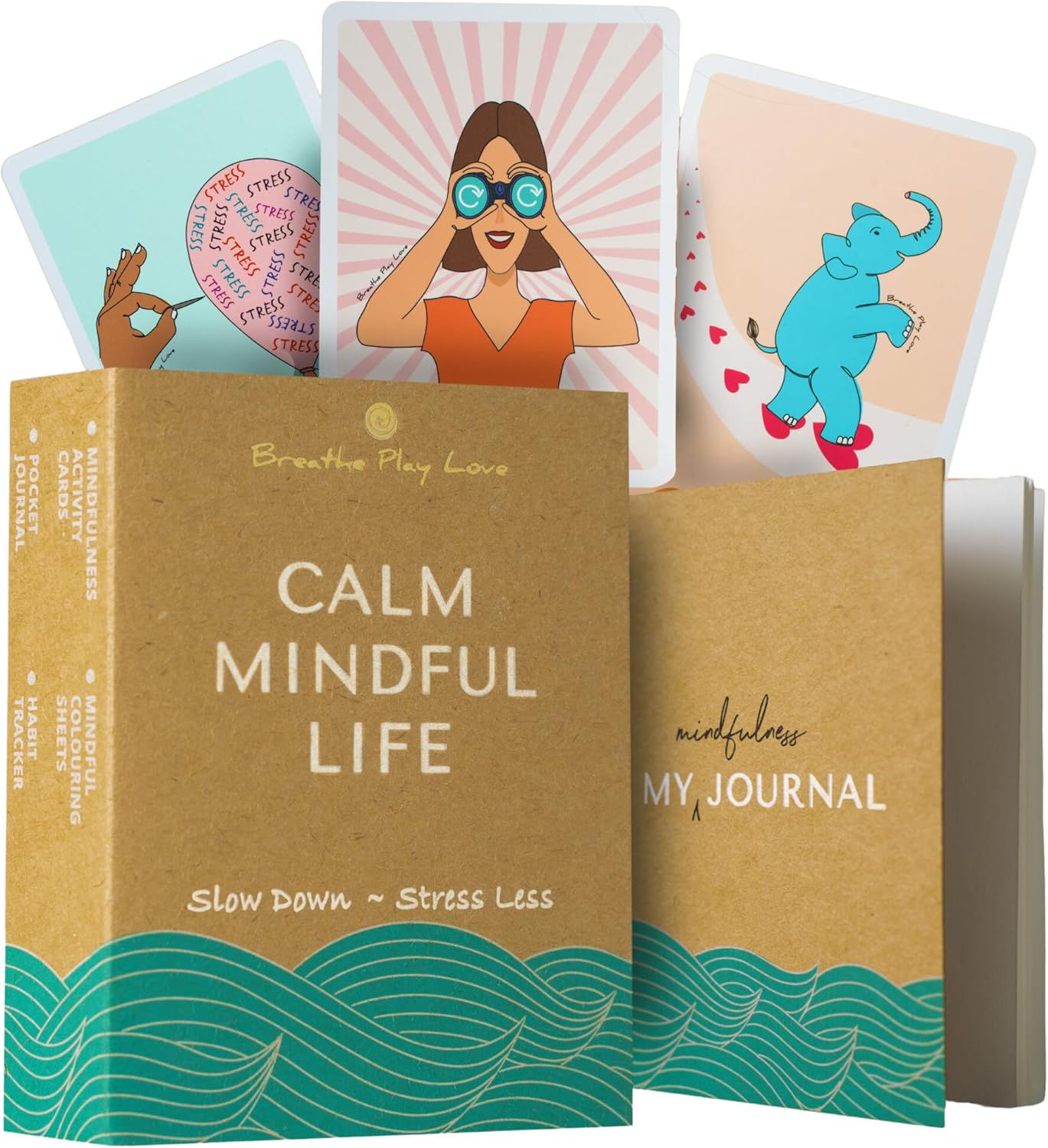 33 Daily Motivational Mindfulness Meditation Cards with Pocket Journal—Meaningful Mental Health and Wellness Gifts for Men, Women—Perfect Self Care Stocking Stuffer for Men  Women