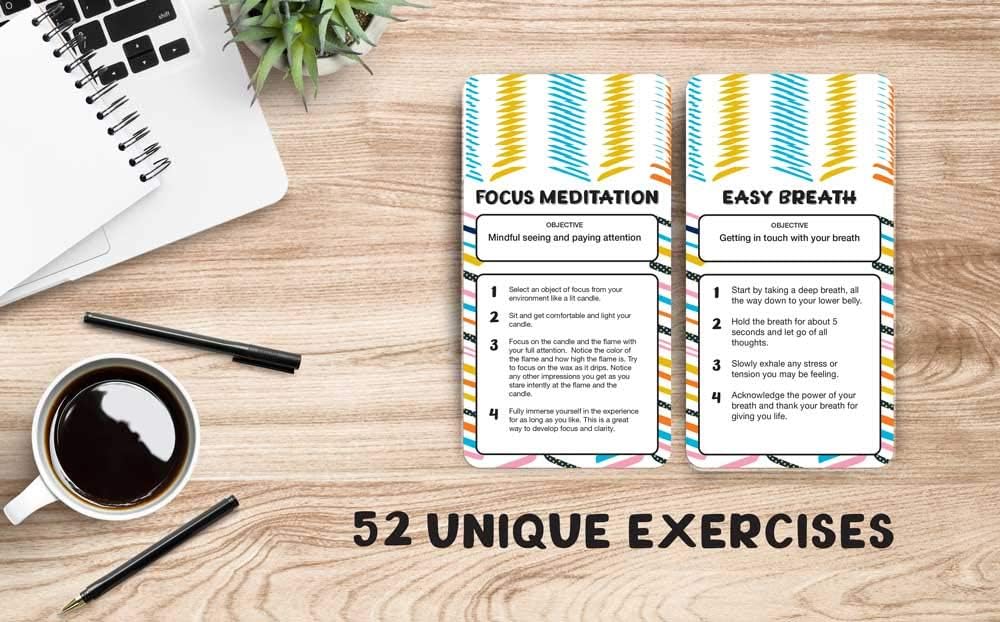 Allura  Arcia 52 Stress Less  Self Care Cards - Mindfulness  Meditation Exercises - Anxiety Relief  Relaxation