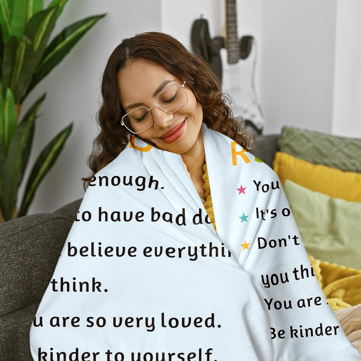 Anxiety Relief Items Blanket Stress Relief Gifts for Women Men Her for Women Cowokers White Elephant Gifts for Adults Get Well Soon Mental Health Gifts for Women Men Think of You Gifts 50X60 Blanket