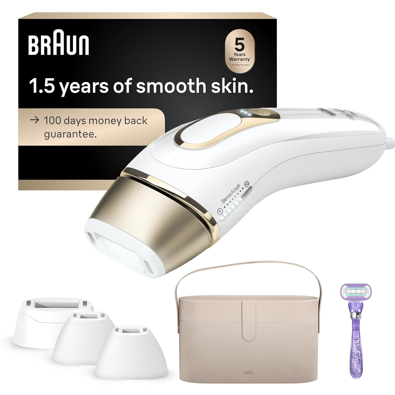 Braun IPL Silk·Expert, at Home Laser Hair Removal, Pro 5 PL5347 Latest Generation IPL, Holiday Gifts for Women and Men, Hair Removal System with Wide Head and Two Precision Heads