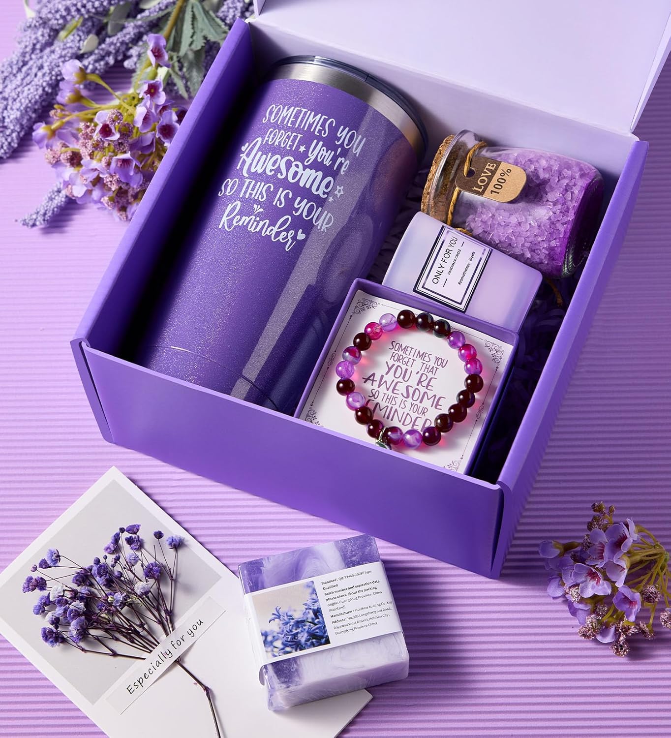 Christmas Gifts for Women Mom Best Friend, Unique Birthday Valentines Mothers Day Thank You Gift for Women, Lavender Spa Gift Basket Set for Her, Self Care Get Well Retirement Appreciation Gifts