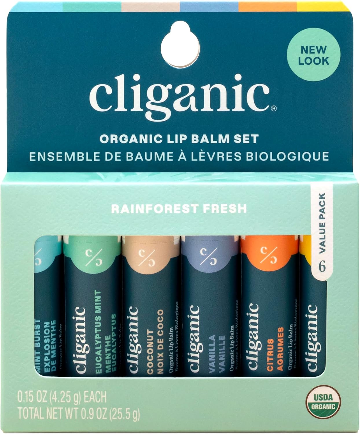 Cliganic USDA Organic Lip Balm Set - 6 Flavors - 100% Natural Moisturizer for Cracked  Dry Lips (Packaging May Vary)