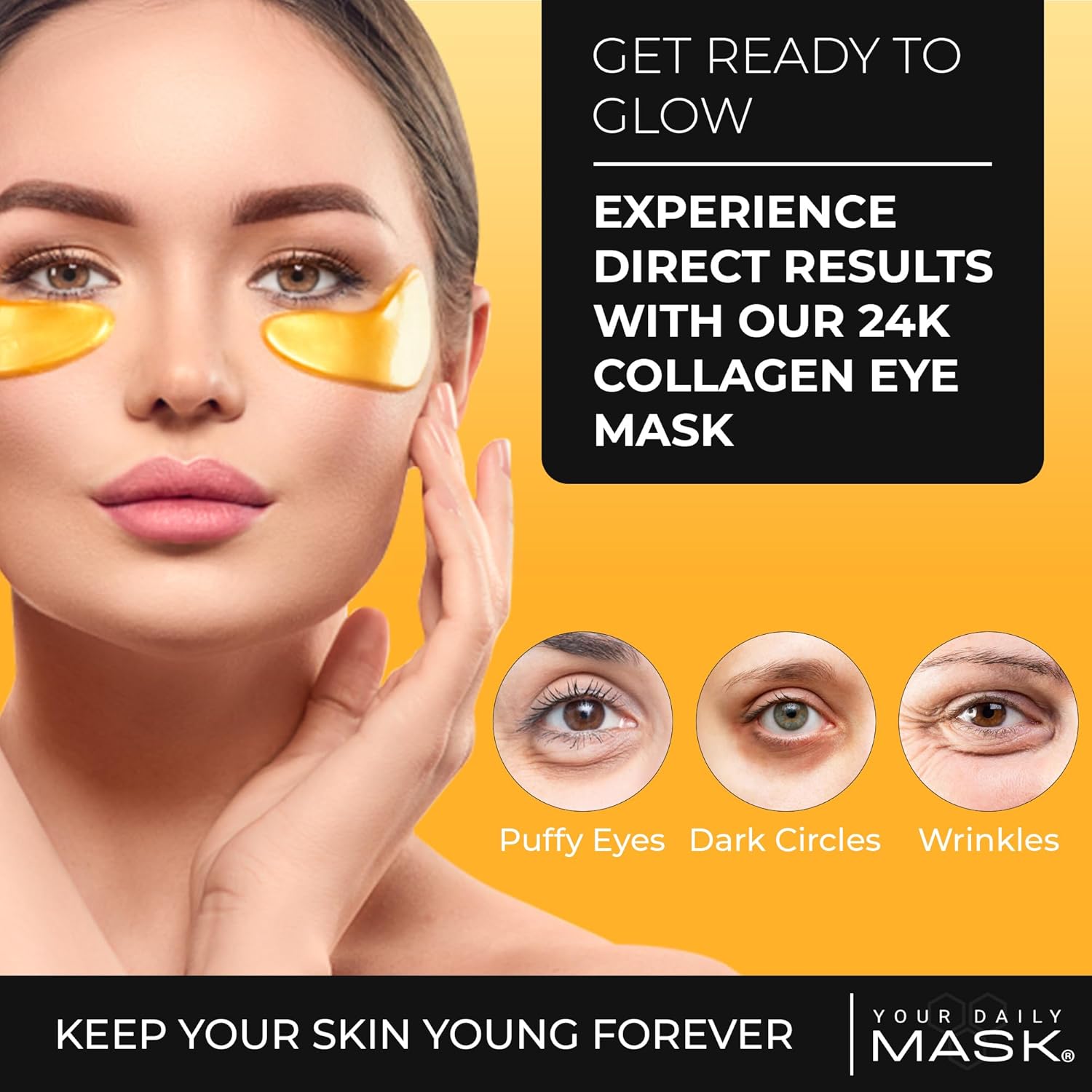 Collagen Eye Masks - Under Eye Patches - Reduce Dark Circles - Puffy Eyes - Wrinkle Treatment - Collagen Eye Pads - Anti-Wrinkle - Undereye Bags - Firming and Hydrating Patches - 24 Pairs