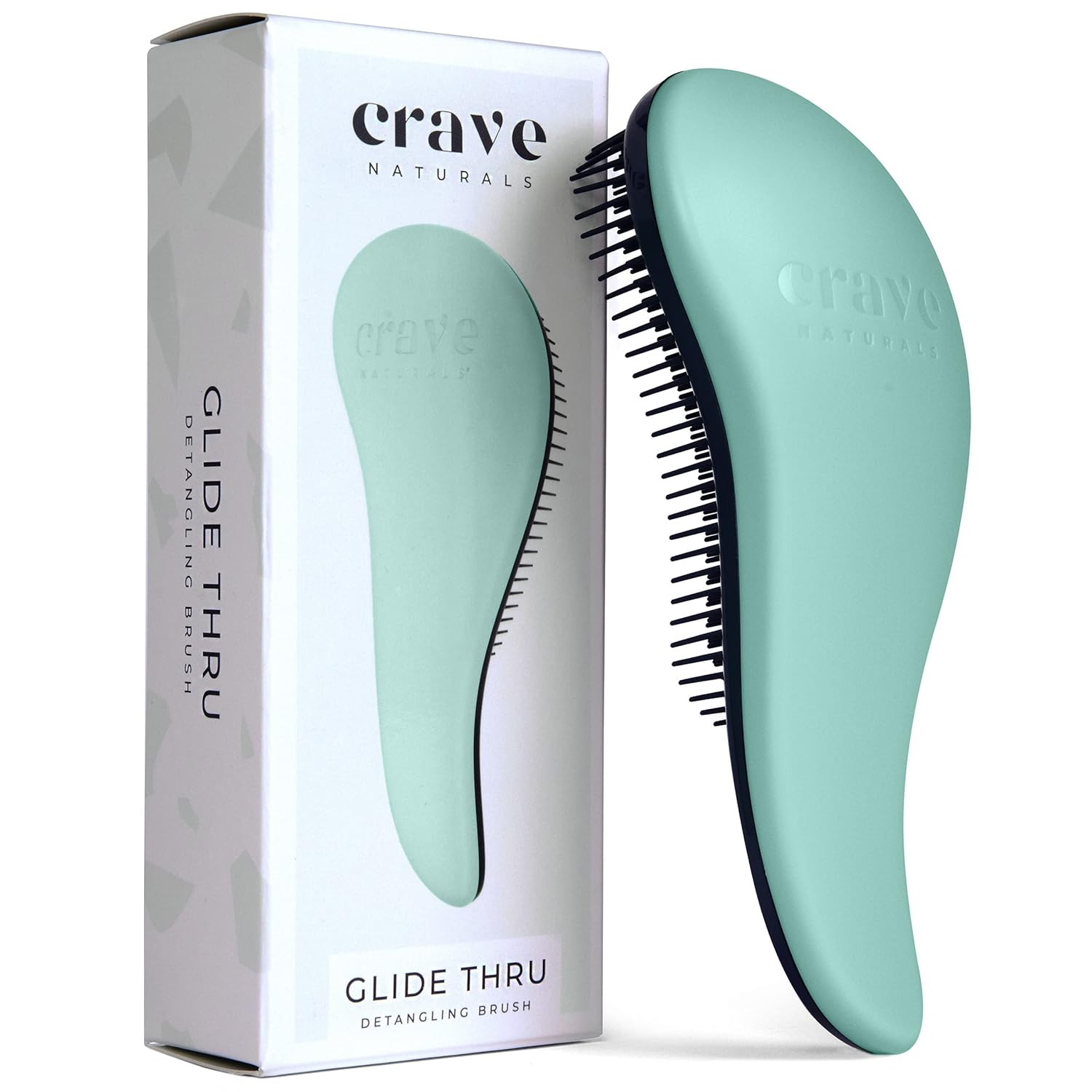 Crave Naturals Glide Thru Detangling Brush - Detangler Brush for Natural, Curly, Straight, Wet and Dry Hair for Adults and Kids - Hair Brush for Little Girls, Toddlers, Teens - 7.5 x 3 in, Turquoise