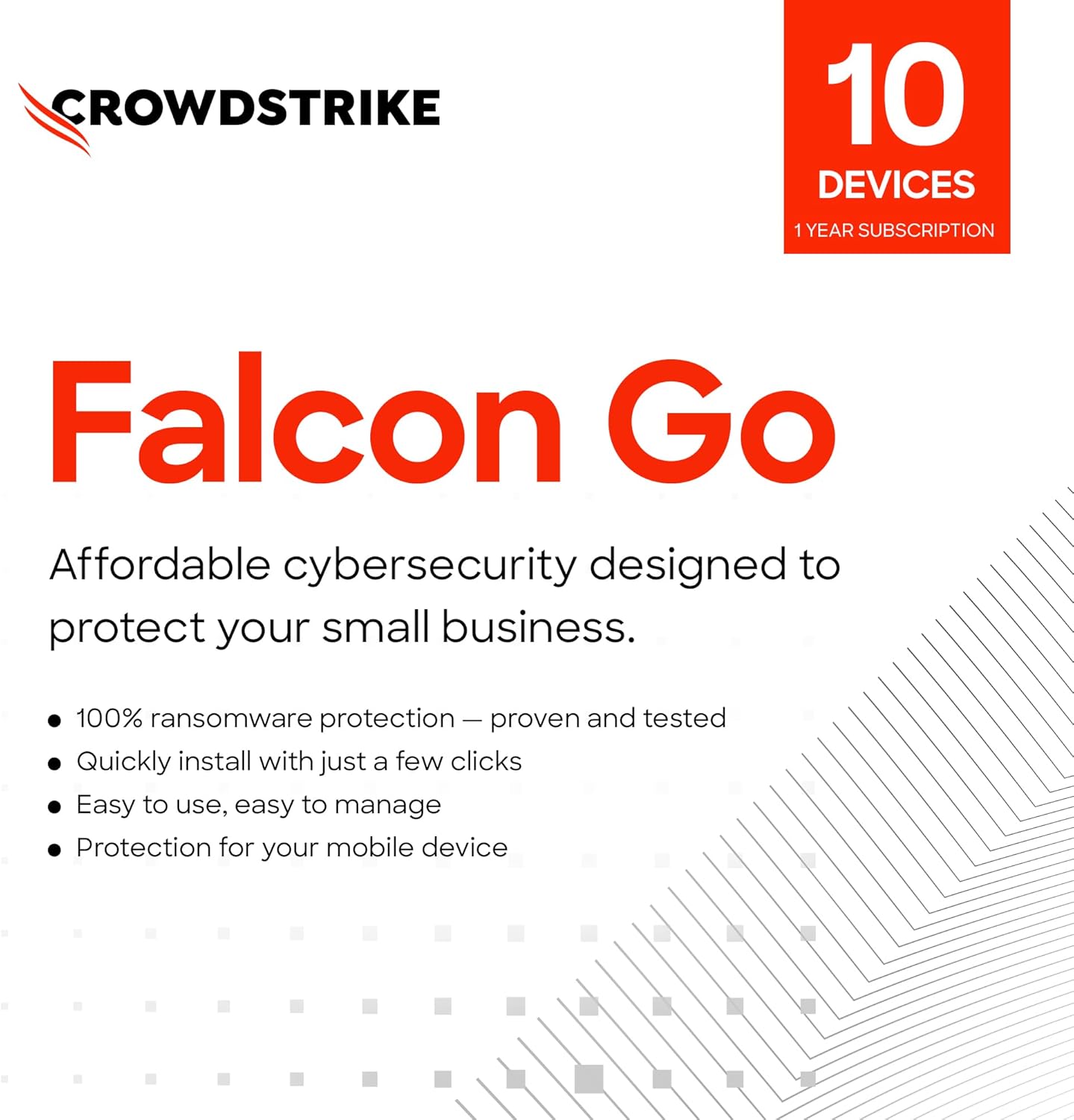 CrowdStrike Falcon Go | Premier Antivirus Protection for Small Businesses | Industry Leading Cybersecurity | Easy to Install | Business Software | Windows/Mac | 12 Month Subscription | 10 Licenses