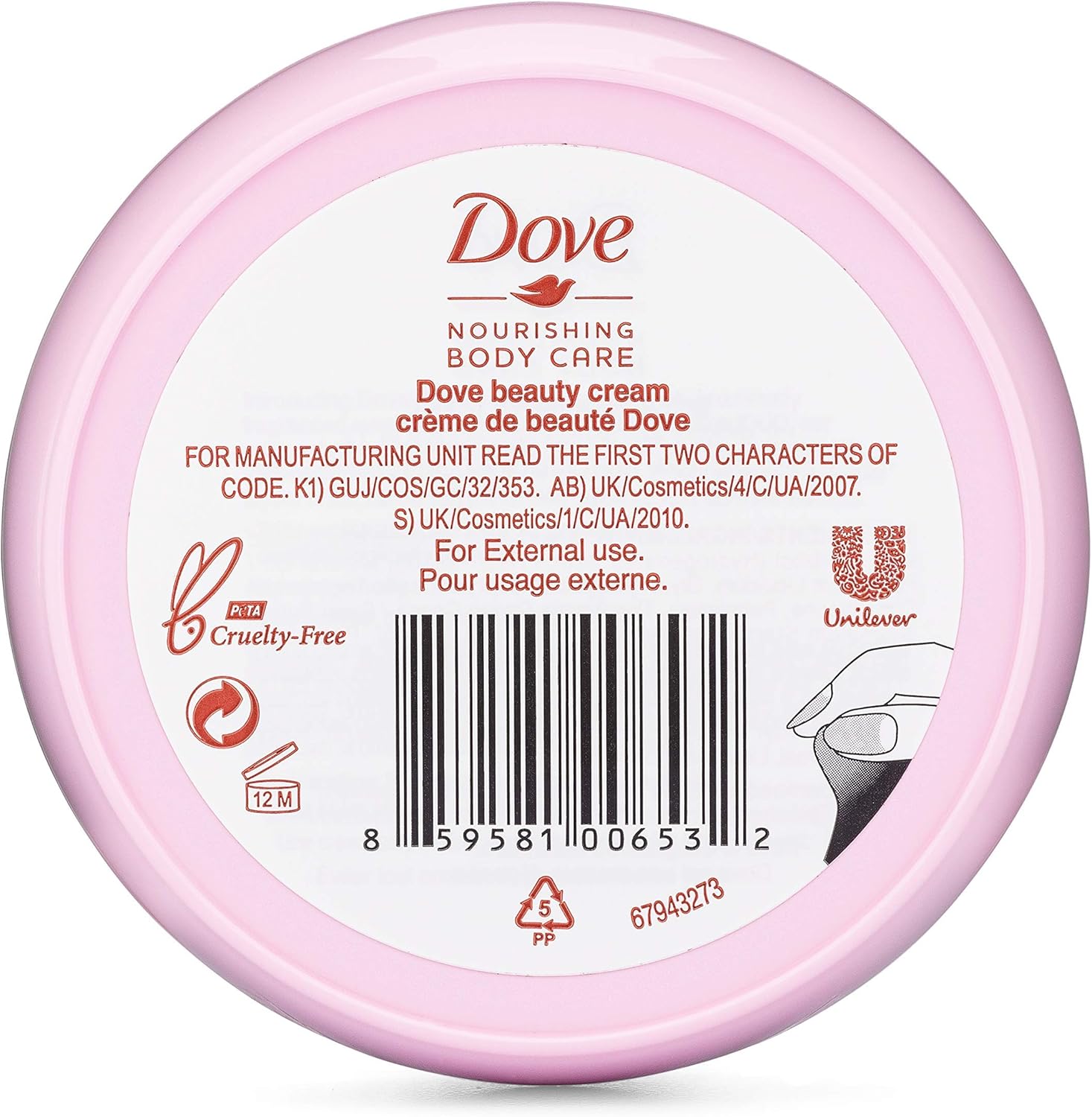 Dove Nourishing Body Care, Face, Hand, and Body Beauty Cream for Normal to Dry Skin Lotion for Women with 24-Hour Moisturization, 4-Pack, 2.53 Oz Each Jar