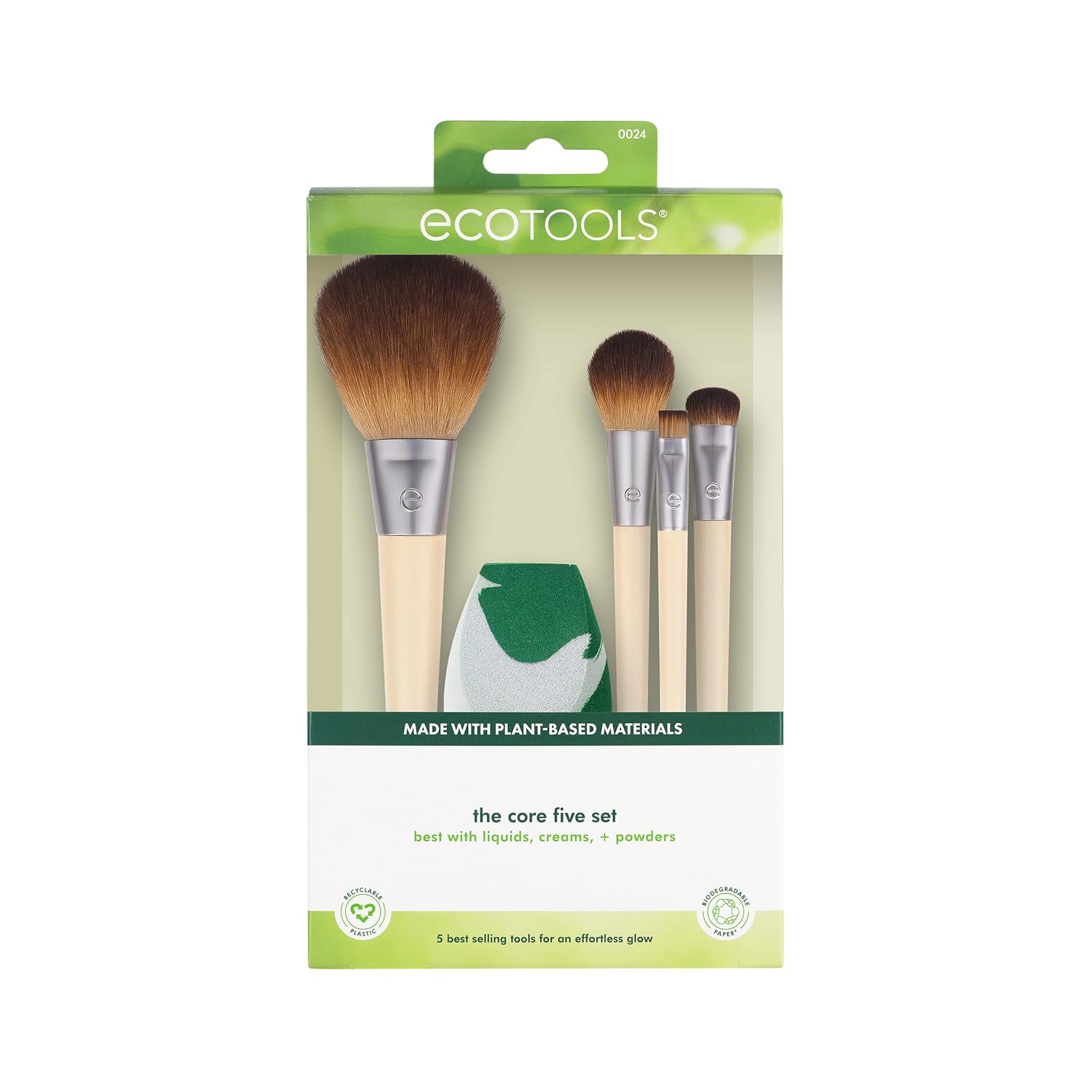 EcoTools Start The Day Beautifully 6 Piece Makeup Brush Set, Makeup Brushes For Eyeshadow, Blush, Concealer,  Foundation Application, Eco-Friendly, Gift Set, Synthetic Hair, Vegan  Cruelty-Free