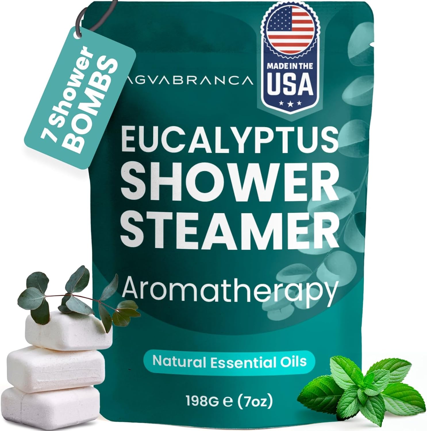 Eucalyptus Shower Steamers Aromatherapy - 7 USA Made Shower Bombs Aromatherapy, Menthol Shower Steamer Sinus Relief, Shower Eucalyptus Steamers, Aromatherapy Gifts for Women, Spa Gifts for Men, Her