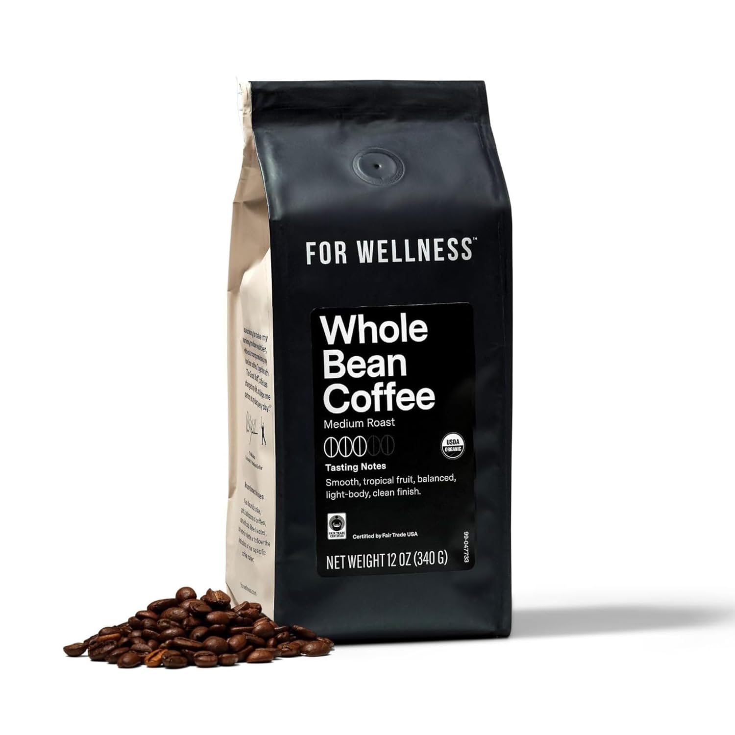 For Wellness Organic Arabica Whole Bean Coffee (12 oz, Medium Roast) – Pair With The Good Stuff™ to Supercharge Your Coffee