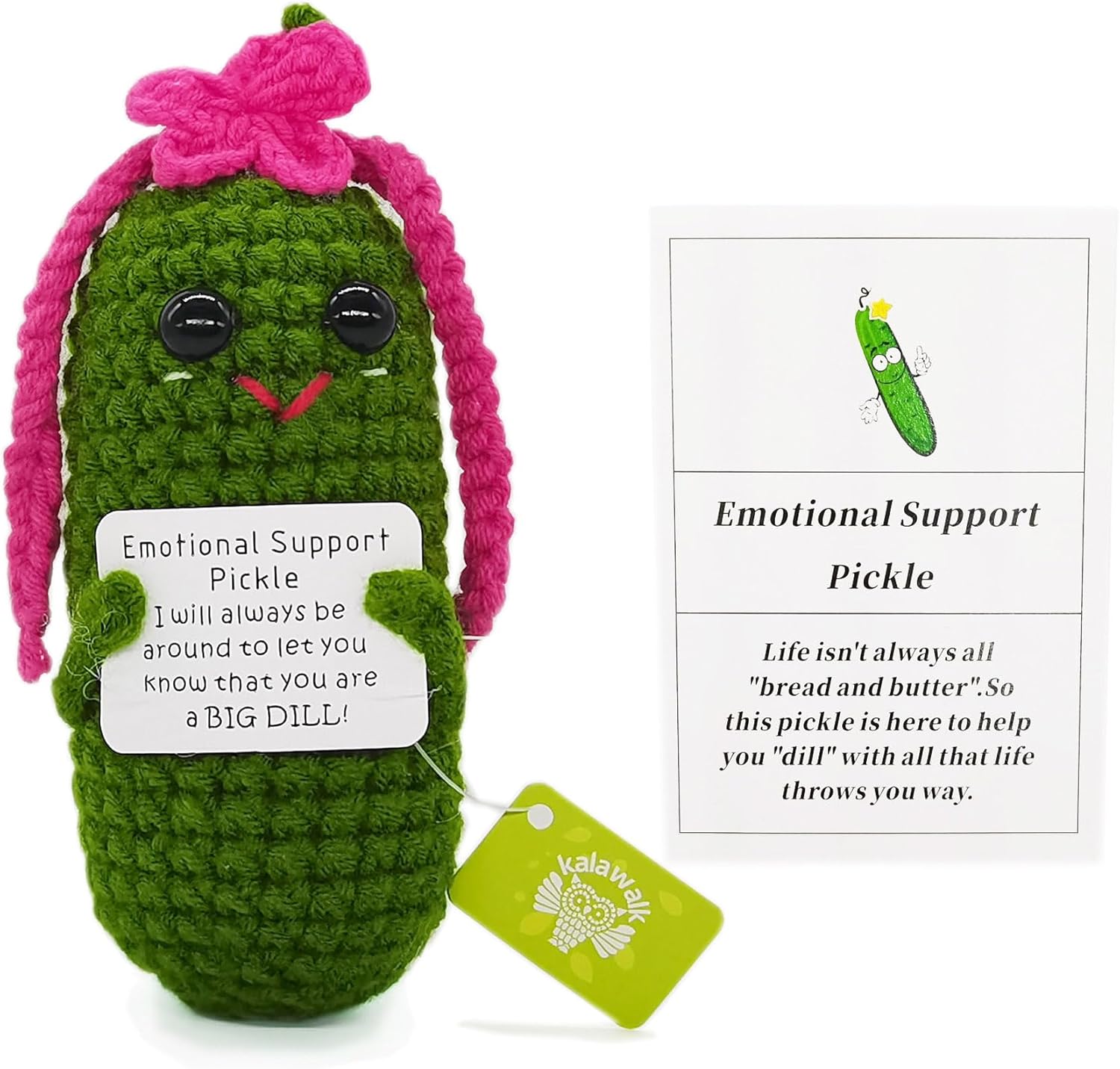 Funny Crochet Pickles 1 Pcs with Affirmations Cards for Inspirational Novelty Good Luck Gift and Party Decorations (KK-CKD04- REDCUM)