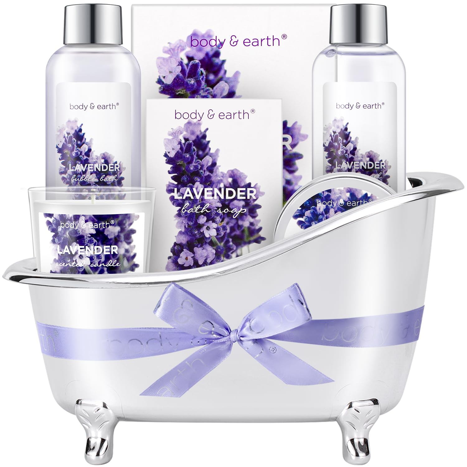 Gift Set for Women Body  Earth Gifts for Women Lavender Gift Baskets For Women Bath Sets for Women Gift with Bubble Bath Body Lotion Scented Candle Christmas Gifts for Women Bath Gifts for Women