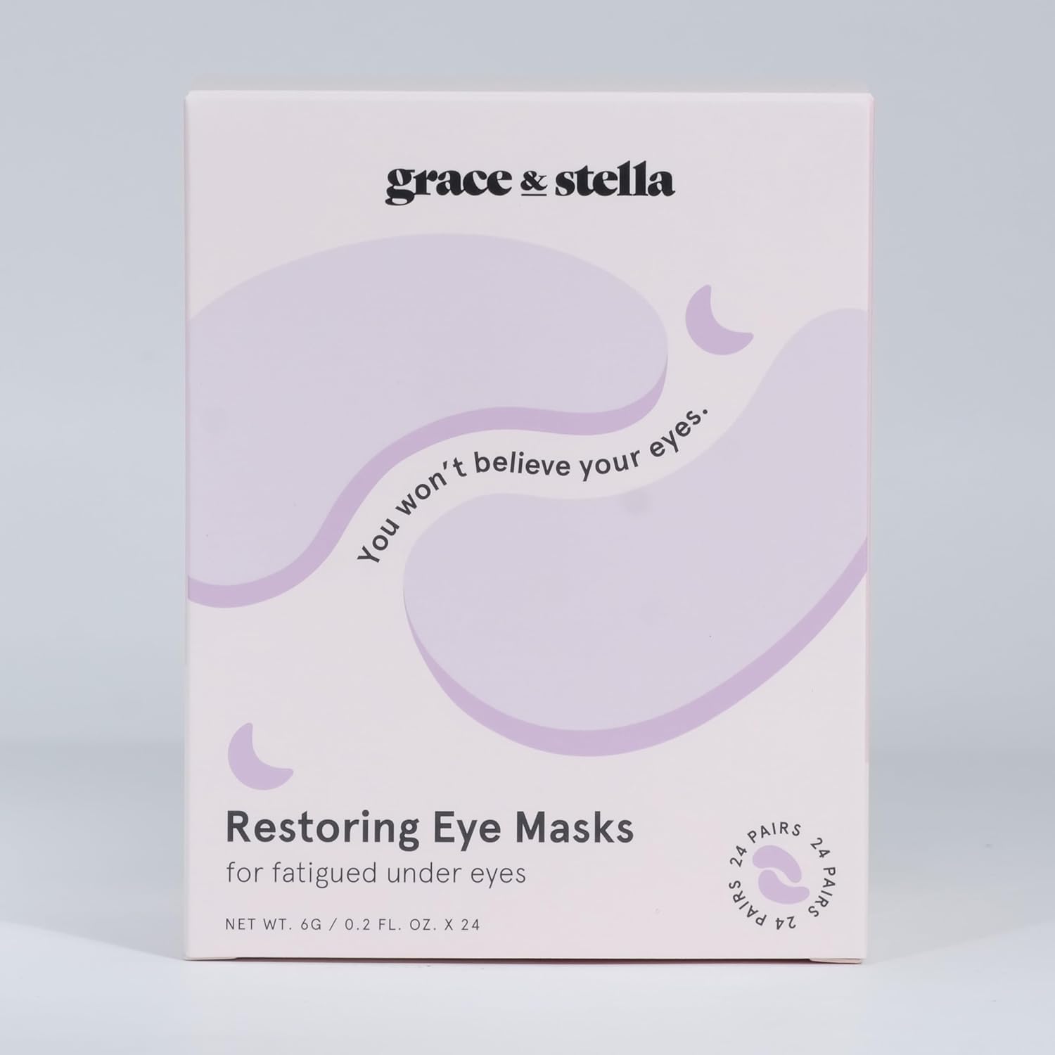 grace  stella Under Eye Patches for Puffy Eyes and Dark Circles (Retinol, 24 Pairs) Restoring Gel Under Eye Masks with Hyaluronic Acid - Vegan Cruelty-Free Skincare Birthday Gifts for Women