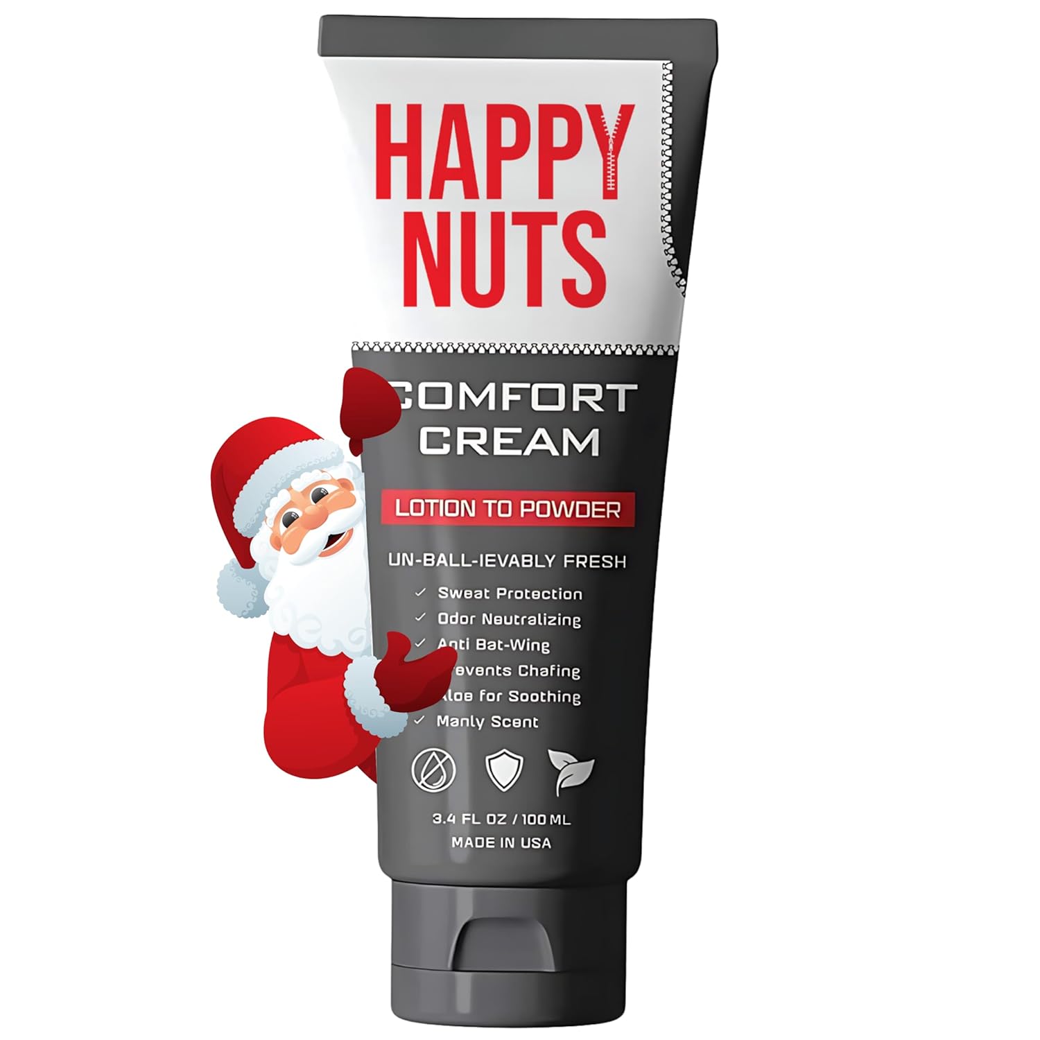 HAPPY NUTS Comfort Cream Deodorant For Men: Anti-Chafing Sweat Defense, Odor Control, Aluminum-Free Mens Deodorant  Hygiene Products for Mens Private Parts 3.4 oz.(1 Pack, Original)