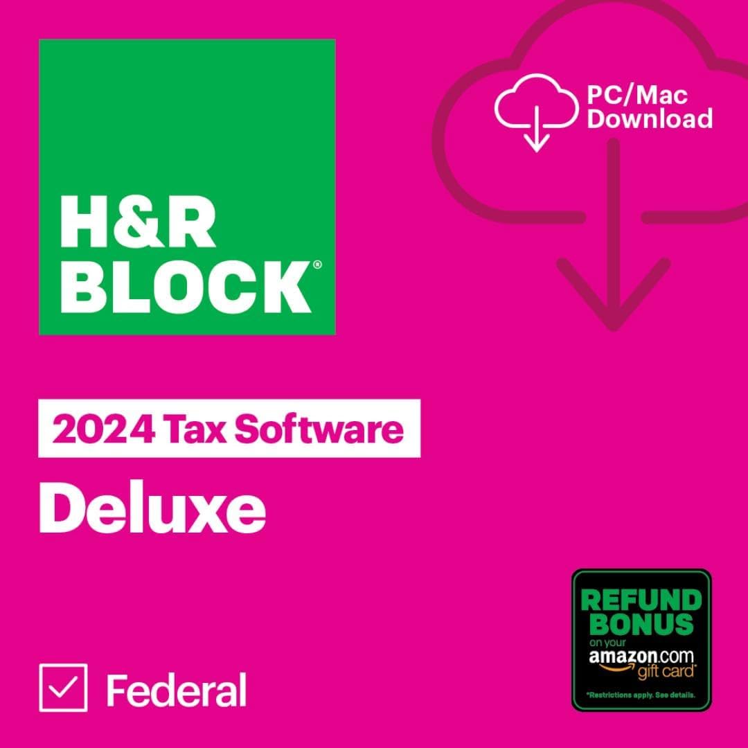 HR Block Tax Software Deluxe 2024 Win/Mac with Refund Bonus Offer (Amazon Exclusive) [PC/Mac Online Code]