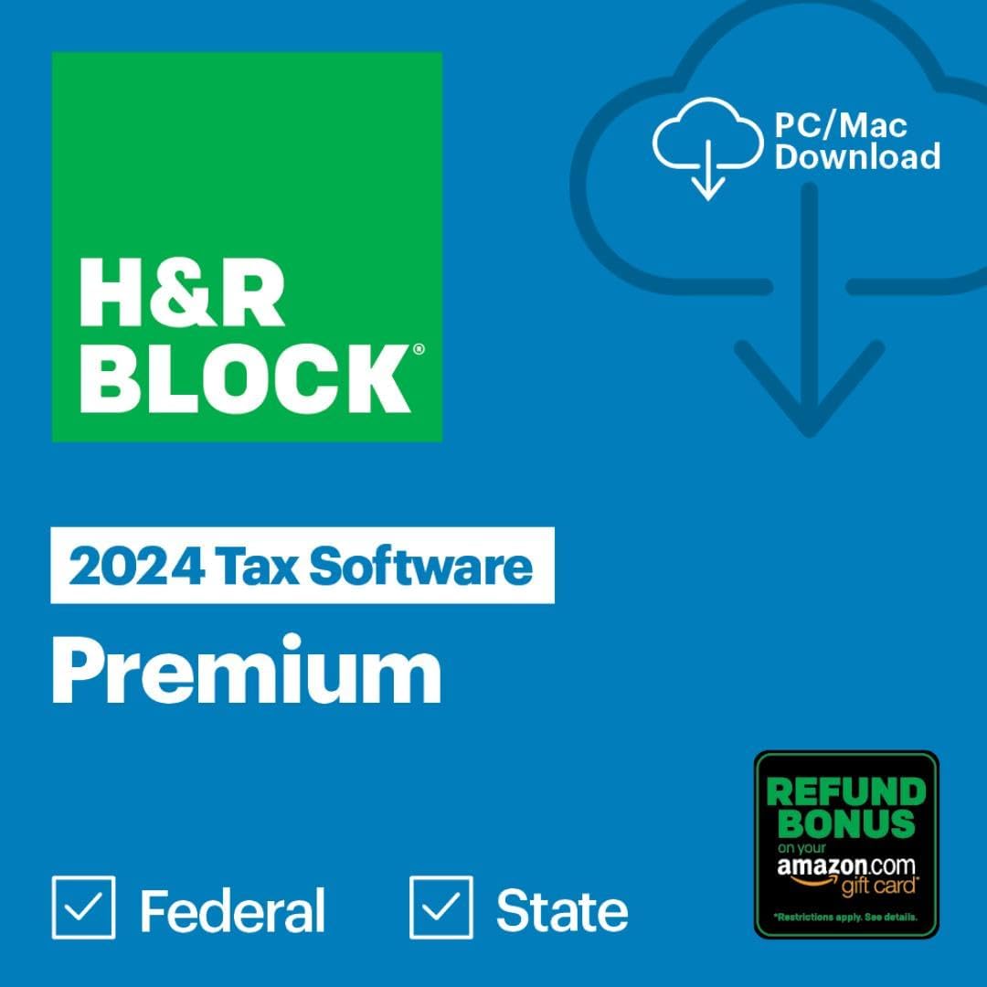 HR Block Tax Software Premium 2024 Win/Mac with Refund Bonus Offer (Amazon Exclusive) [PC/Mac Online Code]